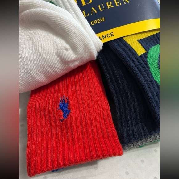NEW POLO RALPH LAUREN MENS 6 PAIRS x 2 PERFORMANCE CREW SOCKS MULTICOLOR - Picture 4 of 9